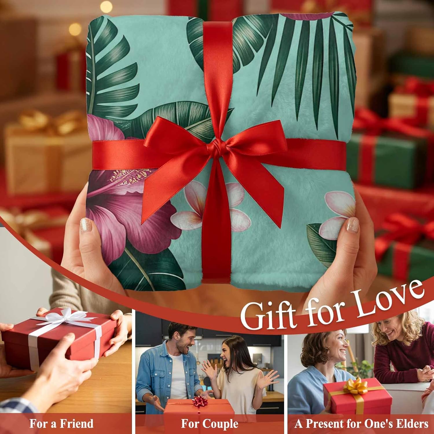 Ultra Soft Flannel Fleece Bed Blanket Tropical Flowers Hibiscus Throw Blanket All Season Warm Fuzzy Light Weight Cozy Plush Blankets for Living Room/Bedroom 60" x 80" - Image 8