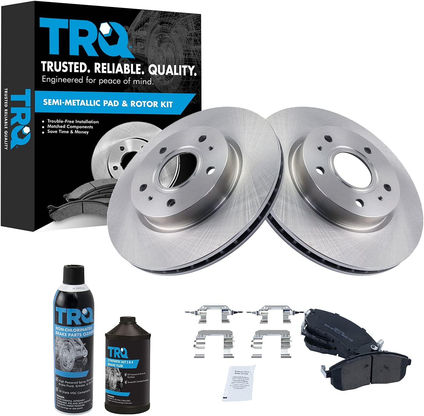 TRQ Front Brake Pad & Rotor Kit Brake Chemical Kit Brake Pads Brake Rotor Semi-Metallic Compatible with 2007-2013 Suzuki SX4