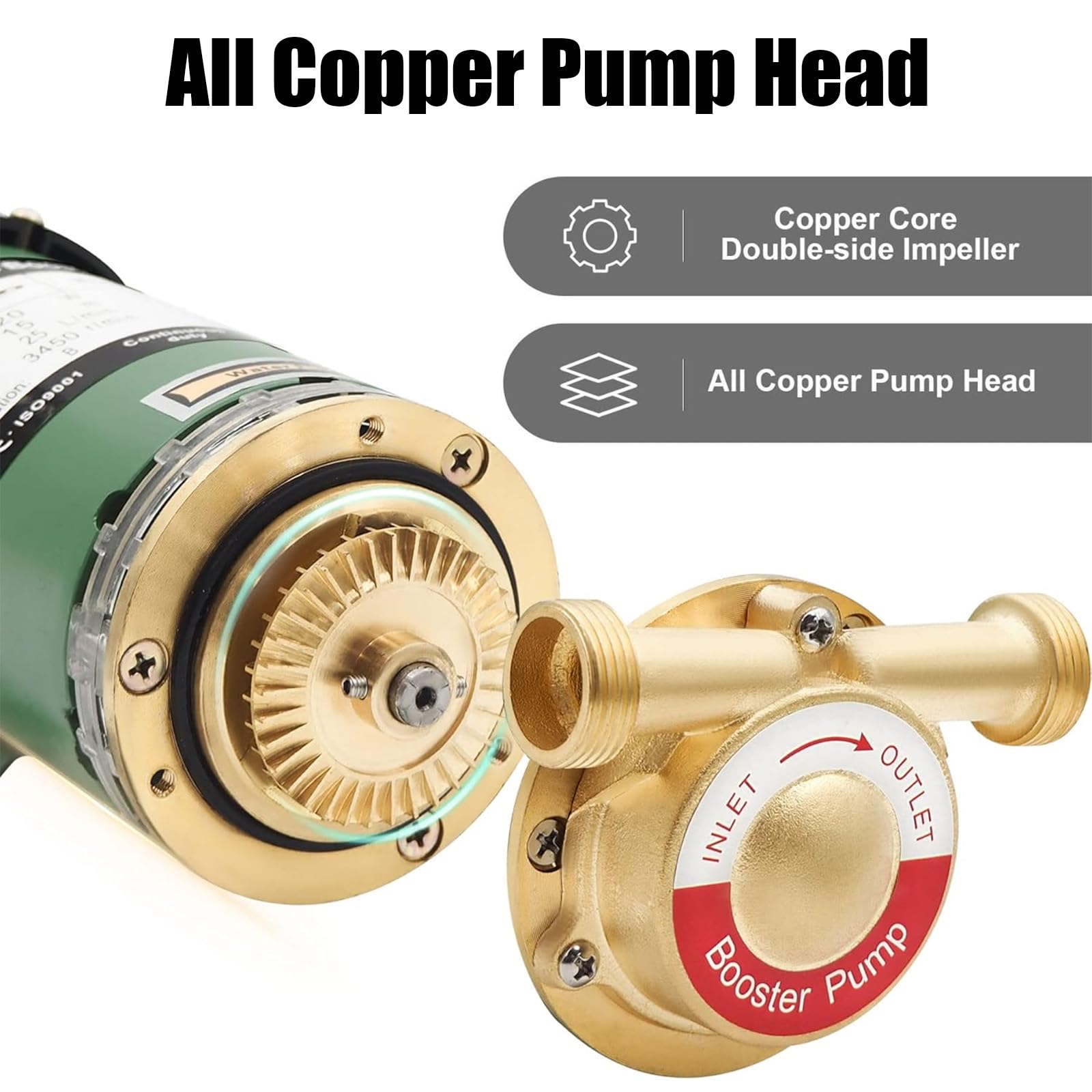 120W Heißwasserpumpe Automatische Druckerhöhungspumpe 2850 U/min 230V / 50Hz Haushalt Booster Pumpe für Hauswasserwerk Dusche und Garten und 20l/min Ausgang 19mm