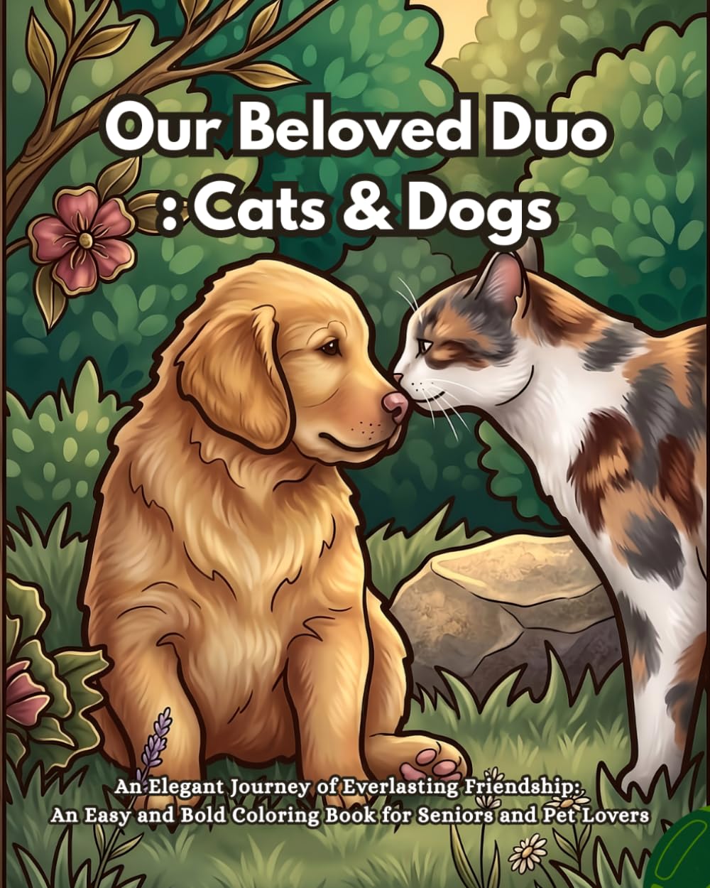 Our Beloved Duo: Cats & Dogs: An Elegant Journey of Everlasting Friendship: An Easy and Bold Coloring Book for Seniors and Pet Lovers