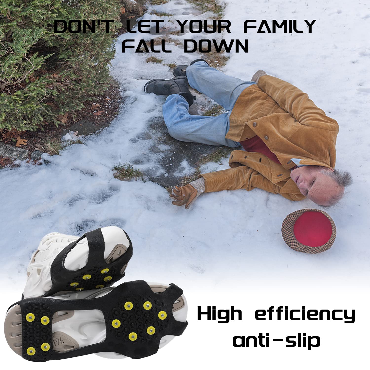 Ramponi Antiscivolo Per Scarpe - 2/4 Pezzi In Acciaio, Per Ghiaccio E Neve, Regolabili Per Trekking Invernale - Foto 7