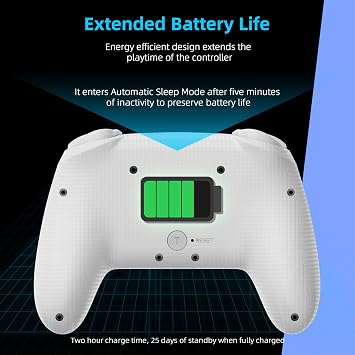 NexiGo Wireless Controller (No Deadzone) for Switch 2 and Switch, Extra Controllers for Nintendo Switch Controllers, Bluetooth Switch Controller, Turbo and LED Light (White & Blue)