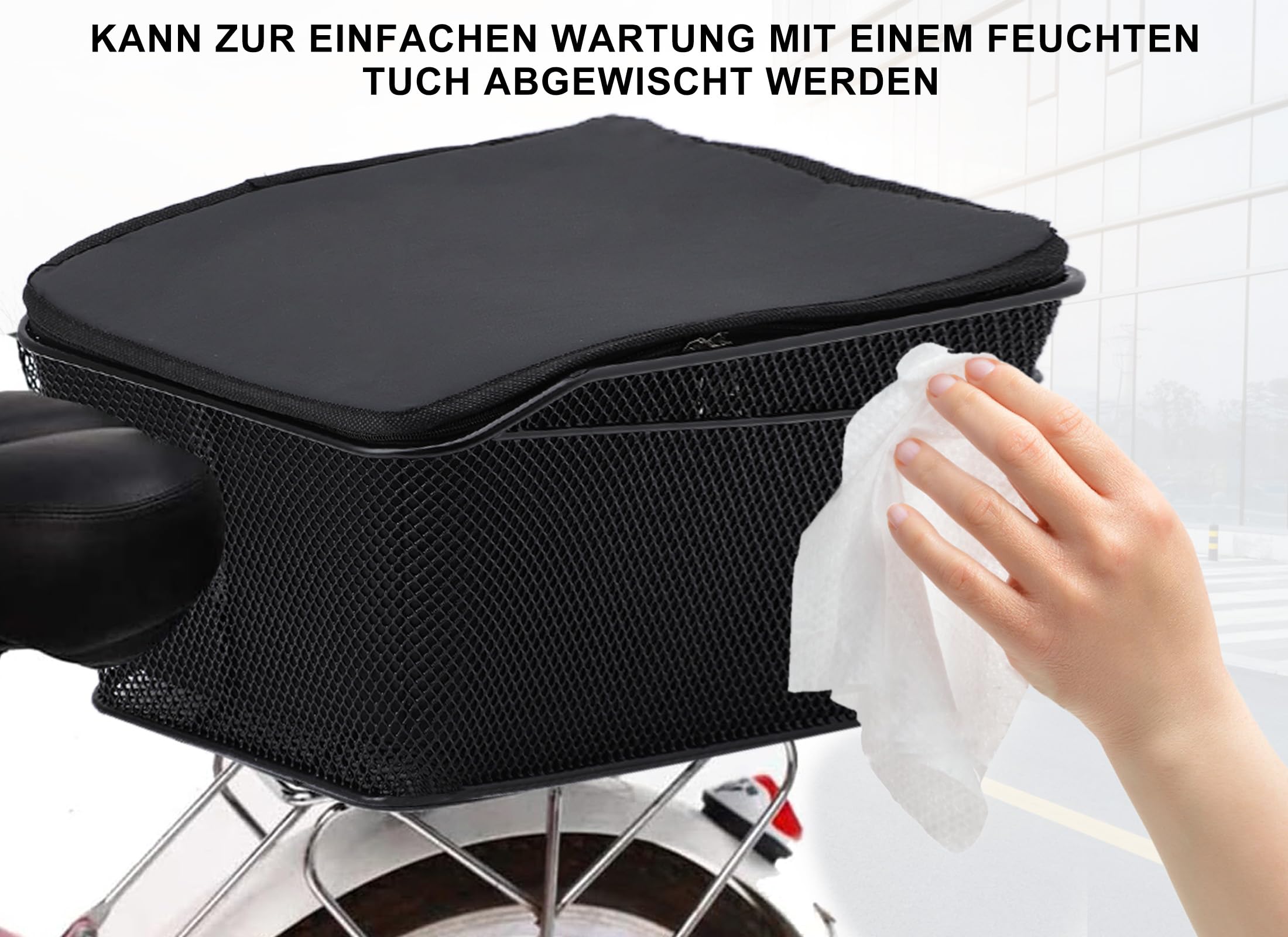 Cryfokt Panier de Vélo Arrière, Panier à Vélo en Fil Métallique avec Couvercle étanche, Panier de Rangement pour Porte-vélos de Grande capacité 20L pour Porte-vélos Arrière, Roulement 20Kg
