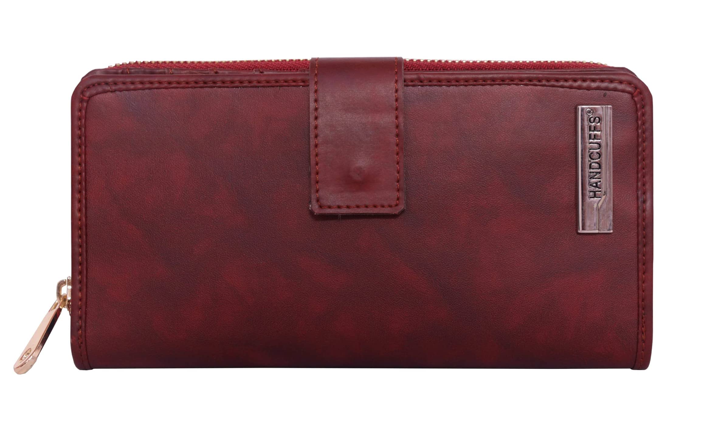 HandcuffsLadies Wallet PU Leather Hand Clutch for Women | Wallets | Stylish | Zipper | Money | Mobile | Clutches | Rakhi Gift (Brown)