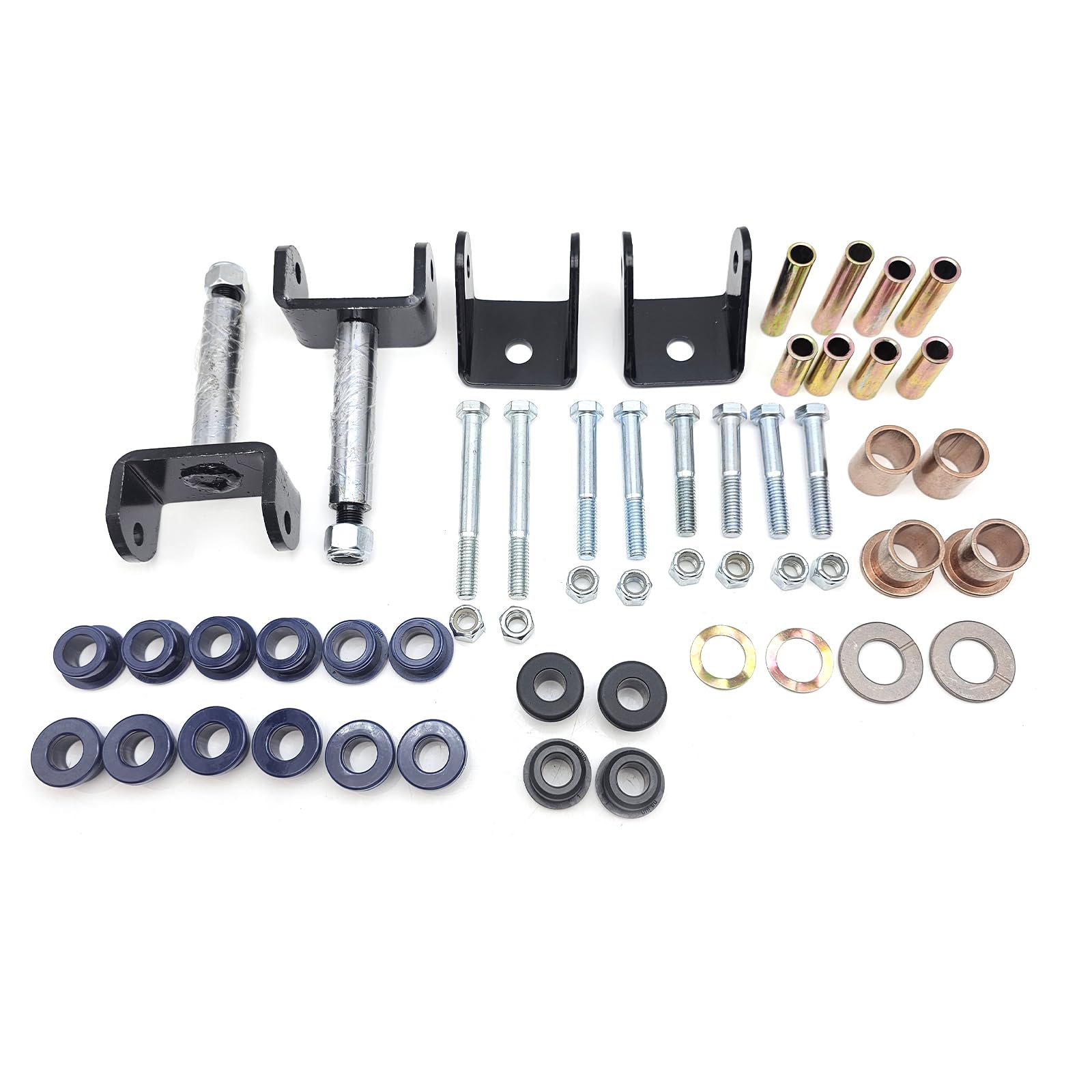 Complete Giuqa Golf Cart Front End King Pin Rebuild Kit components laid out