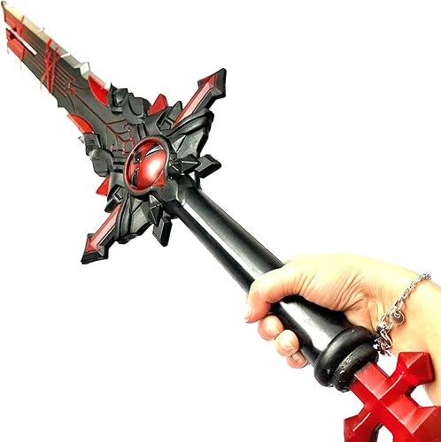 Miniatura 4 de Espada de espuma de fantasía de 40 pulgadas lápida de lobo espuma de alta densidad negra y roja para cosplay y colección Genshin Impact rojo y negro