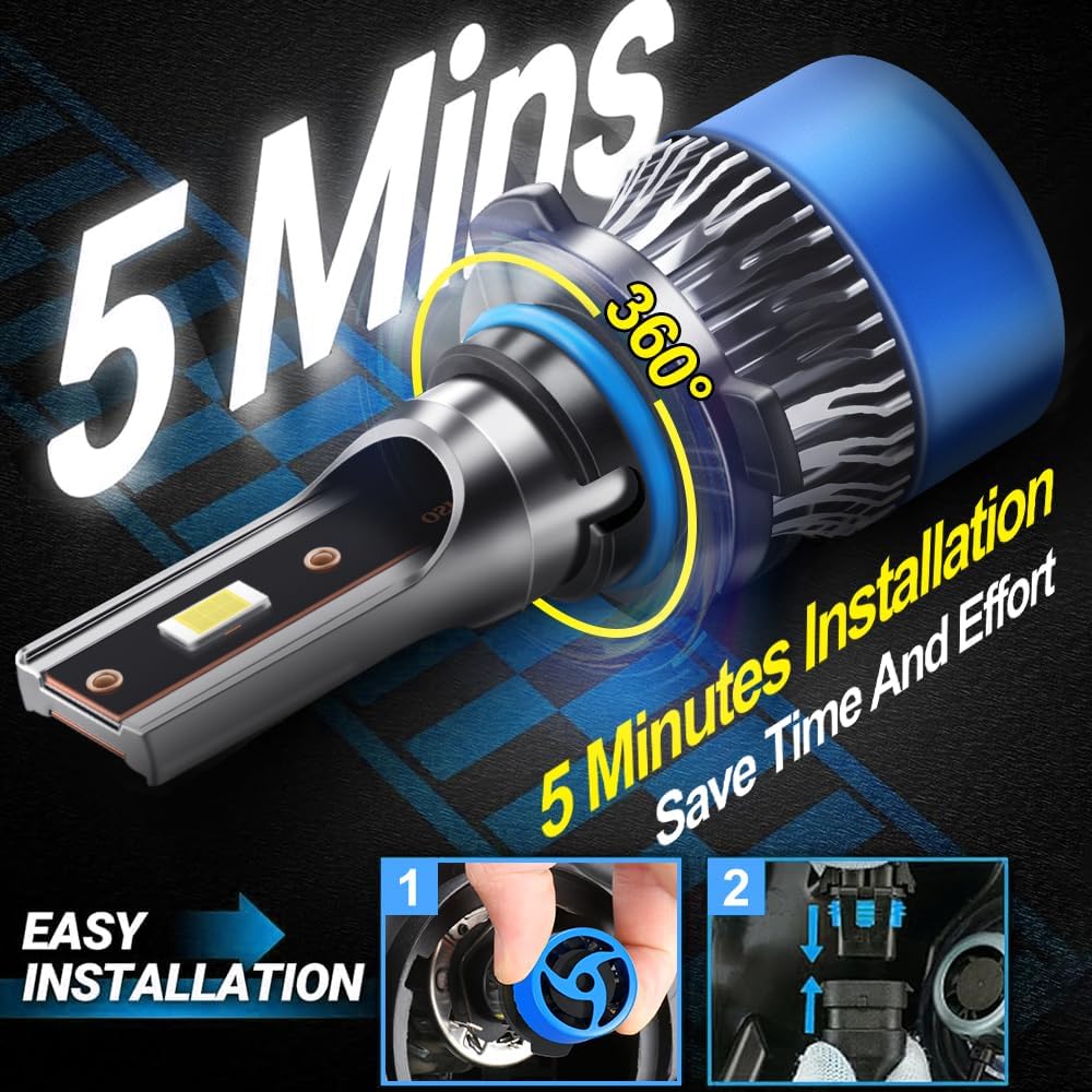 Compatible For Nissan Sentra 2004 2005 2006 2007 2008 2009 2010 2011 2012 High Low Beam Lights Bulbs, H13 Hi/Lo H11 Fog Light Bulbs Combo, 6000K White, 20000LM 800% Brightness, Plug n Play, Pack of 4