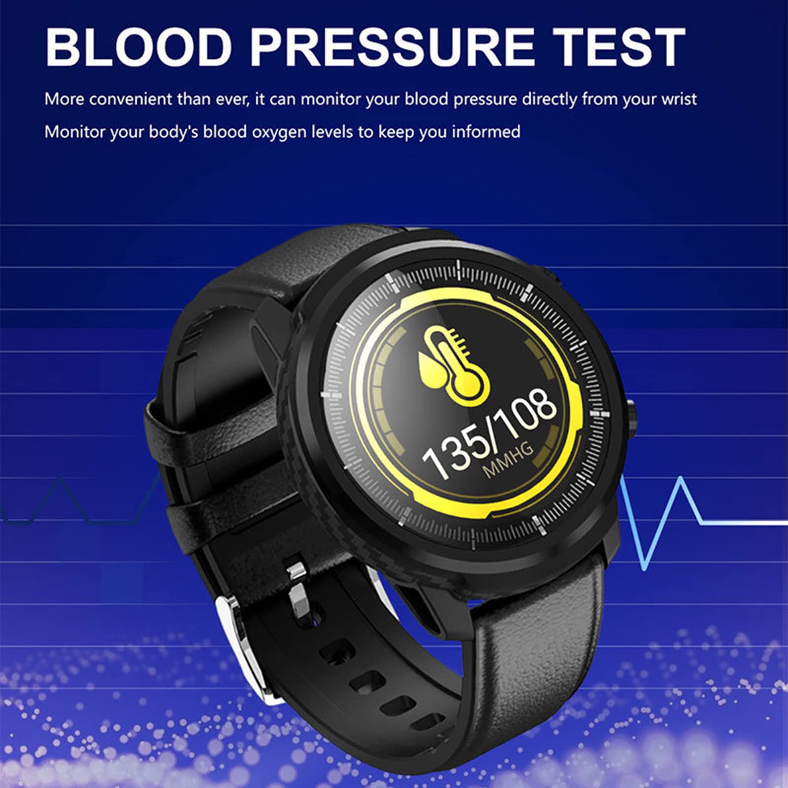 Reloj Inteligente De Moda para Hombre Y Mujer. Pulsera Impermeable con Pantalla Táctil De 1.3 ". Rastreador De Actividad Física con Frecuencia Cardíaca, Presión Arterial.