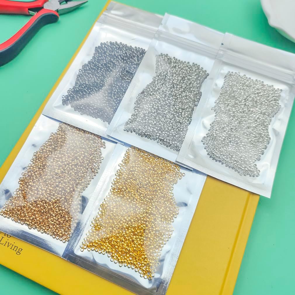 1000Pcs 3mm Brass Crimp Beads Metal Spacers Stopper Beads Round Bead Spacers Clamp Ends for DIY Jewelry Making, Bracelet, Necklace, Earring (Gold) - Image 4