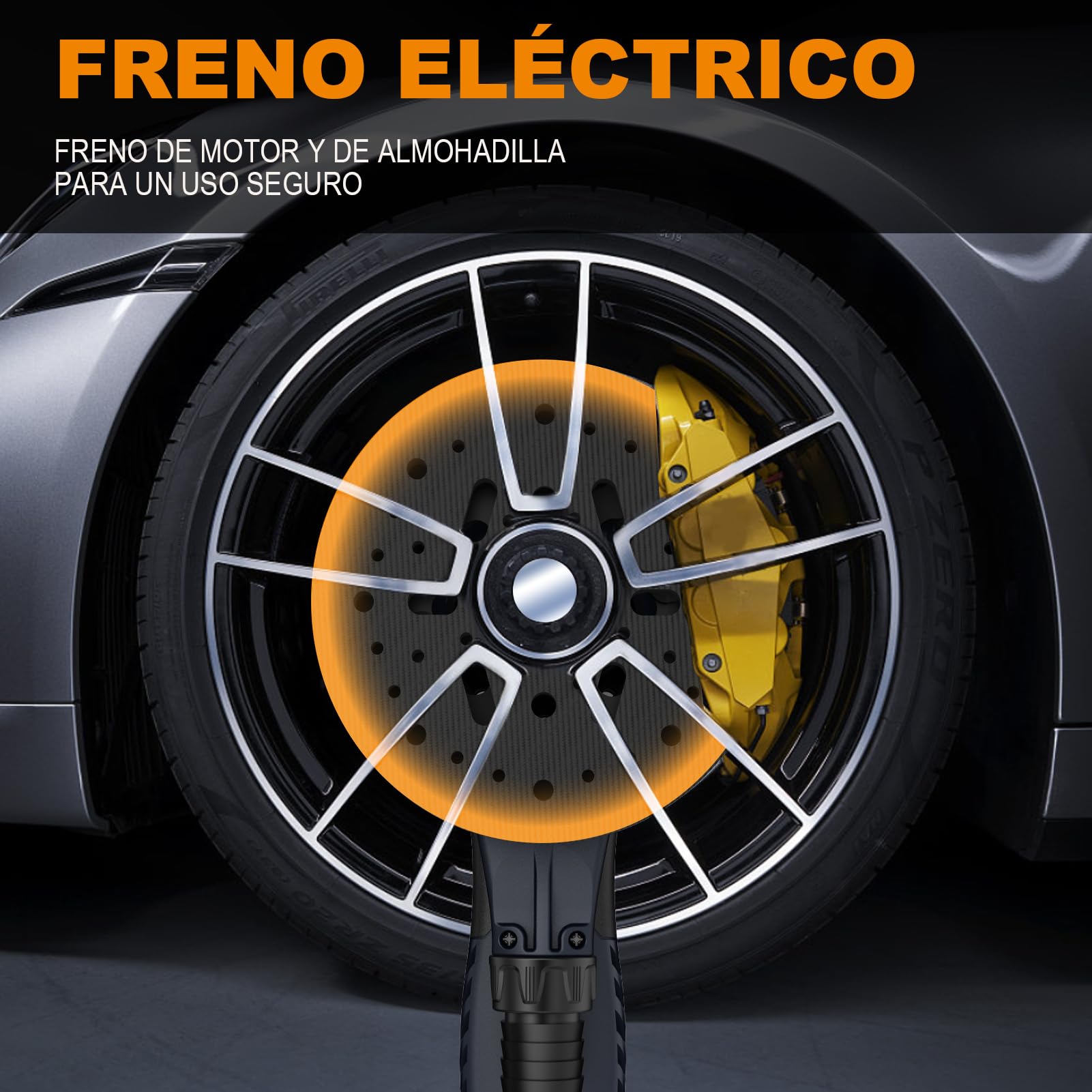 MAXXT Lijadora orbital sin escobillas 350W, Lijadora excéntrica 5.0， disco de 125mm&150mm, 4000-10000RPM(6 velocidades ajustables) Freno automático-2s, y 20 hojas de papel de lija