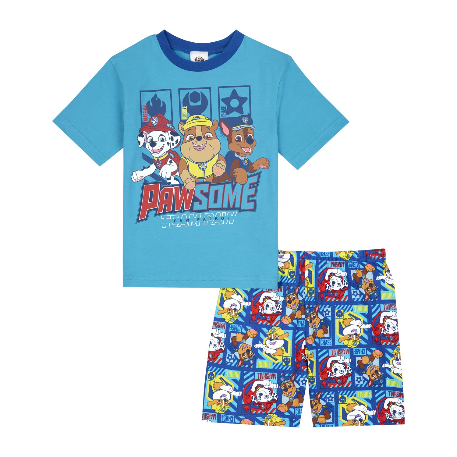 Paw Patrol Boys Blue Pyjamas, Chase Marshall & Rubble Pjs, Ages 18 Months To 7 Years (As8, Age, 6_Years, 7_Years)