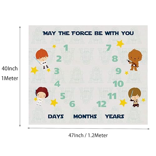 Miniatura 2 de Manta mensual de hitos para bebé tomada con fotos  May The Force Be with You Manta de bebé para niños