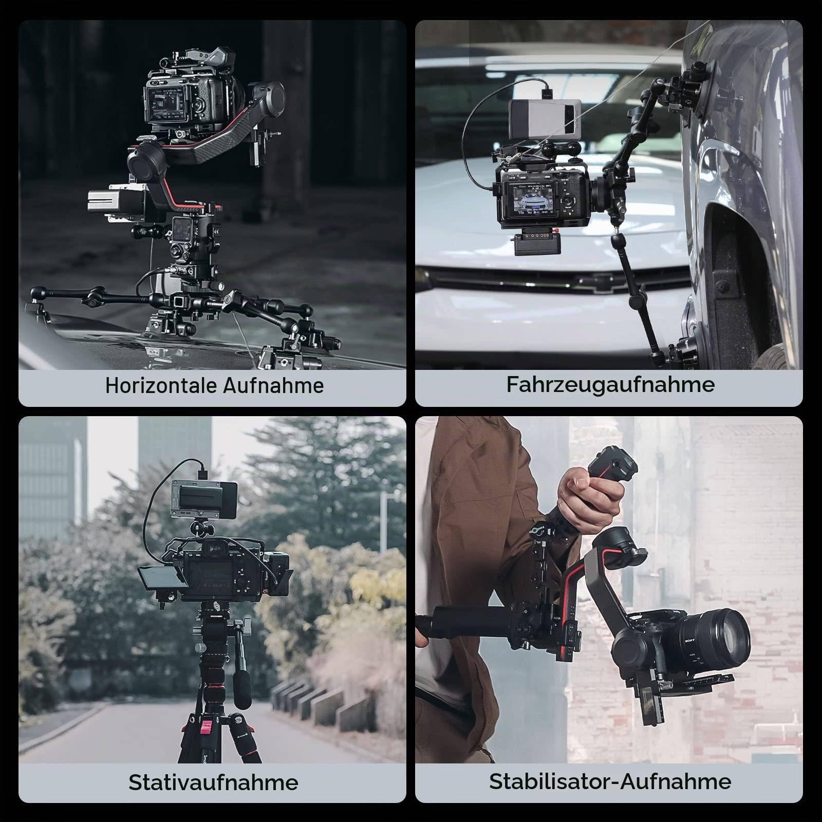 SMALLRIG 4-armiges, Saugnapf-Kamerahalterung, Camera Suction Cup Car Mount, für SLR Kamera Camcorder DSLR, Empfohlene dynamische Tragfähigkeit von 5kg, SC-15K - 3565B