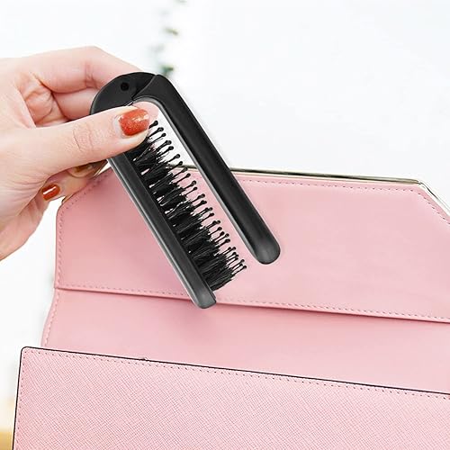 Miniatura 7 de 2 cepillos de pelo plegables de viaje, cepillo portátil plegable de cerdas de jabalí para cabello fino y grueso, mini cepillo de pelo para hombres,