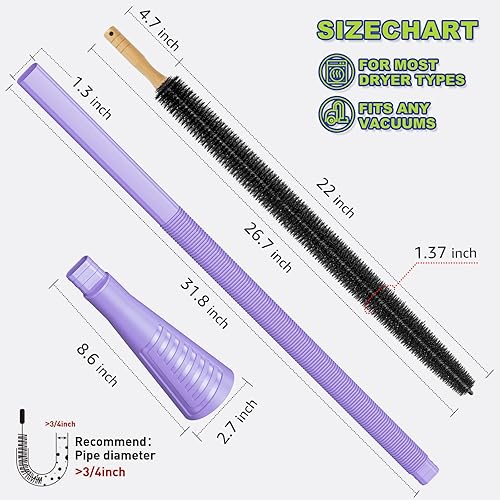 Vista 21 de Sealegend Kit de limpiador de ventilación de secadora y cepillo de pelusa para secadora, accesorio para manguera de vacío, cepillo removedor de Azul