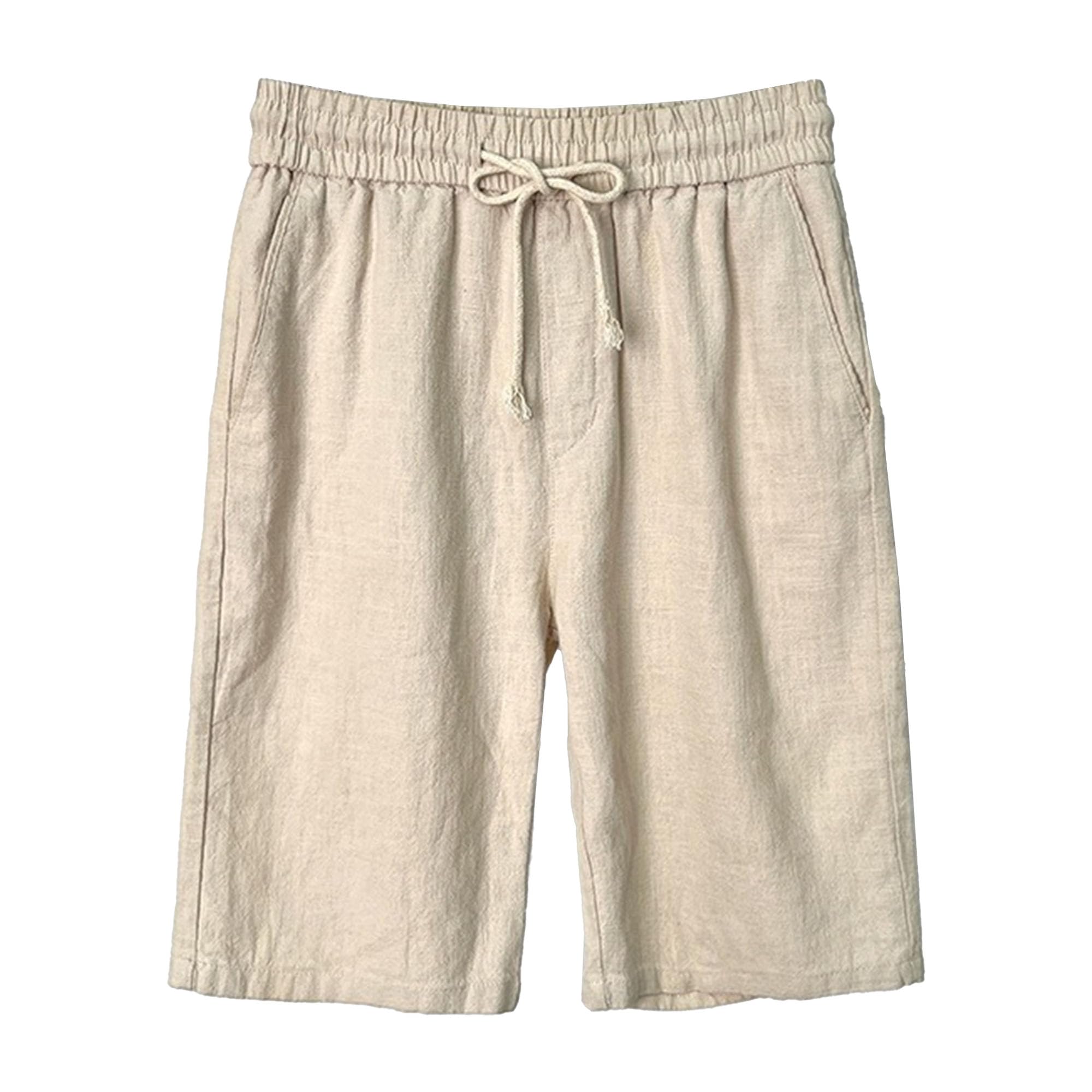 Herren-Shorts, lässig, Sommer, Strand, Stretch-Taille, kurze Hose, Leinen, Kordelzug, Outdoor, Freizeit-Shorts