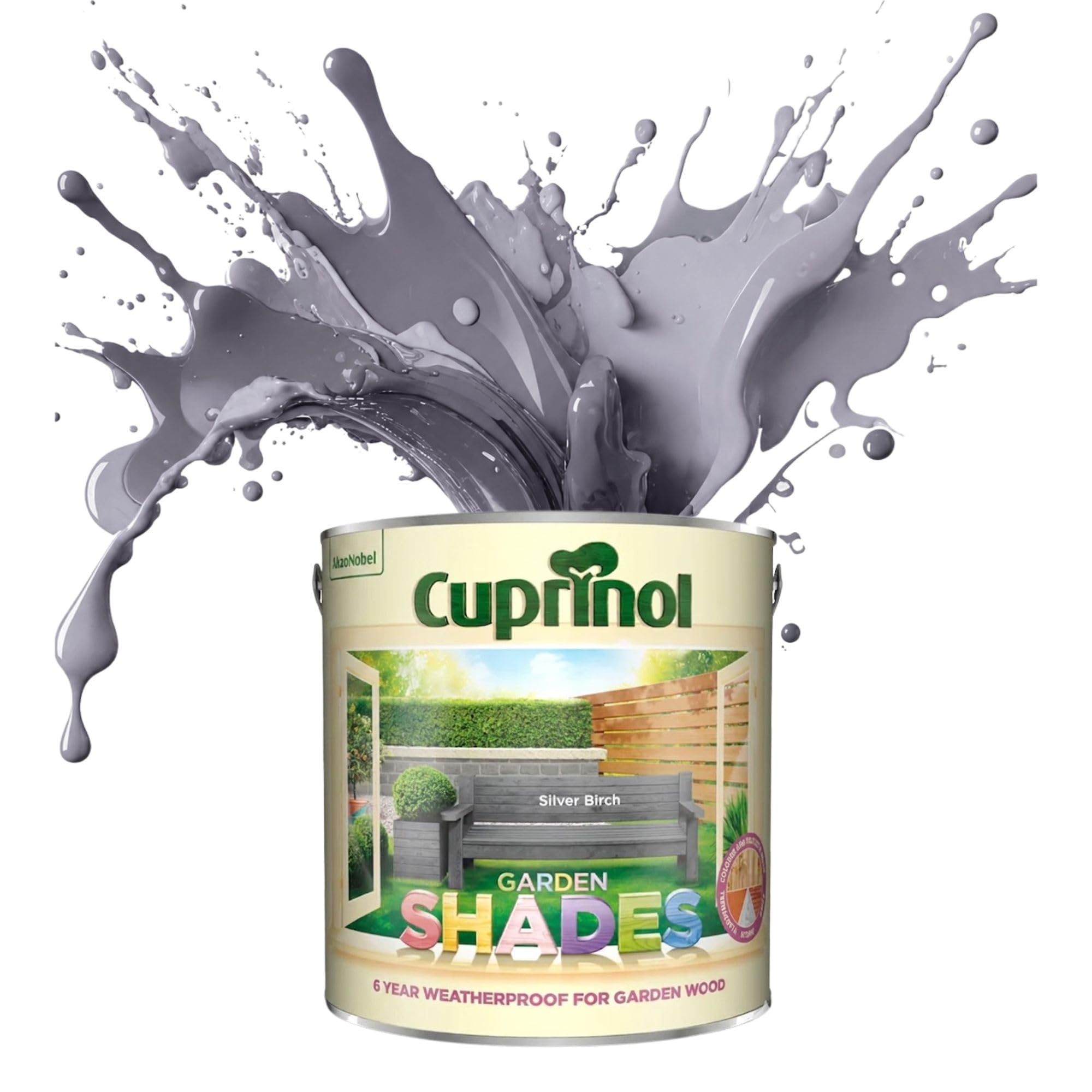 ARUUJ Garden Shades Silver Birch, 1 Liter Fence Paint, Outdoor Wood Paint for Sheds, Gardens Furniture, Trellis Fence & Exterior Wood, Water Based Matt Finish, Weather Resistant
