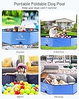 Vista 4 de Foldable Dog Pool, Collapsible Dog Pet Bath Pool, Hard Plastic PVC Dog Swimming Pools, Portable Non-Slip Pet Pool Bathing Tub Kiddie Pool for Pets