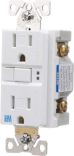 Miniatura 2 de Eaton GFCI - Receptáculo dúplex de autocomprobación 15A -125V resistente a manipulaciones y a la intemperie con placa de pared de tamaño estándar,
