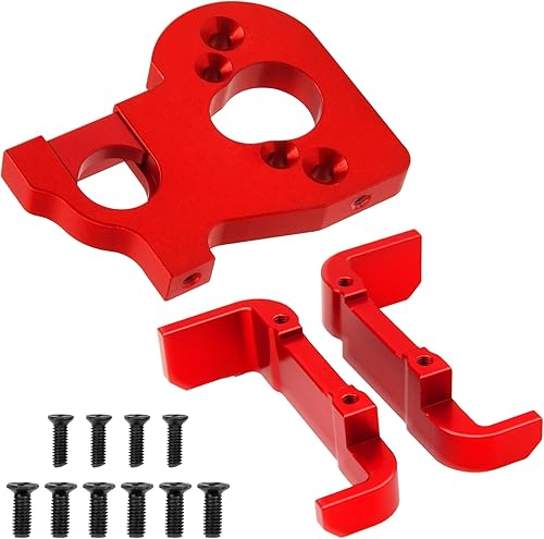 Soporte de montaje de motor de metal y soporte de batería compatible con Wltoys 144001 144002 124016 124017 124019 124018 RC Car (rojo)