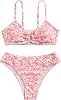 COZYEASE Girls 2 Piece Ditsy Floral Print Knot Front Ruched Triangle Bikini Swimsuit