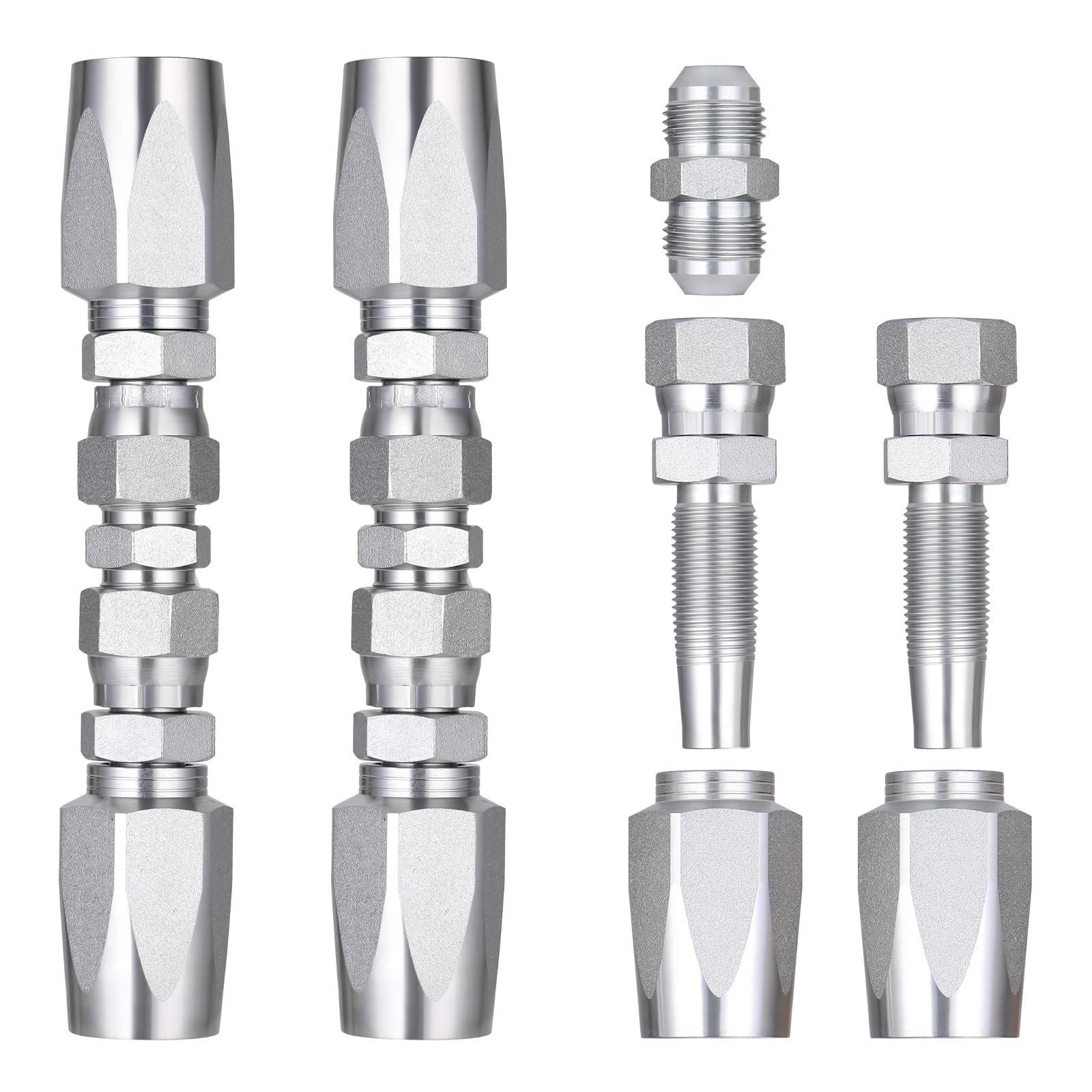 2Pcs 1/2" Hydraulic Hose Field Repair Kit, 1/2" Inner Diameter and 5Pcs Small Repair Parts, Reusable, 08 (R2) 2-Wire Reusable Hydraulic Repair Fittings (1/2" and 5 Repair Parts)