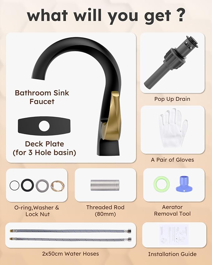 Grifería de baño monomando 1 agujero negro miniatura 8