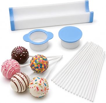 Cake Pop Kit with 3 Moulds, 20 Sticks & Easy Release Silicone Tray