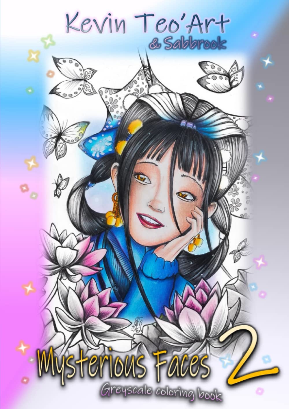 Mysterious Faces 2: Greyscale coloring book