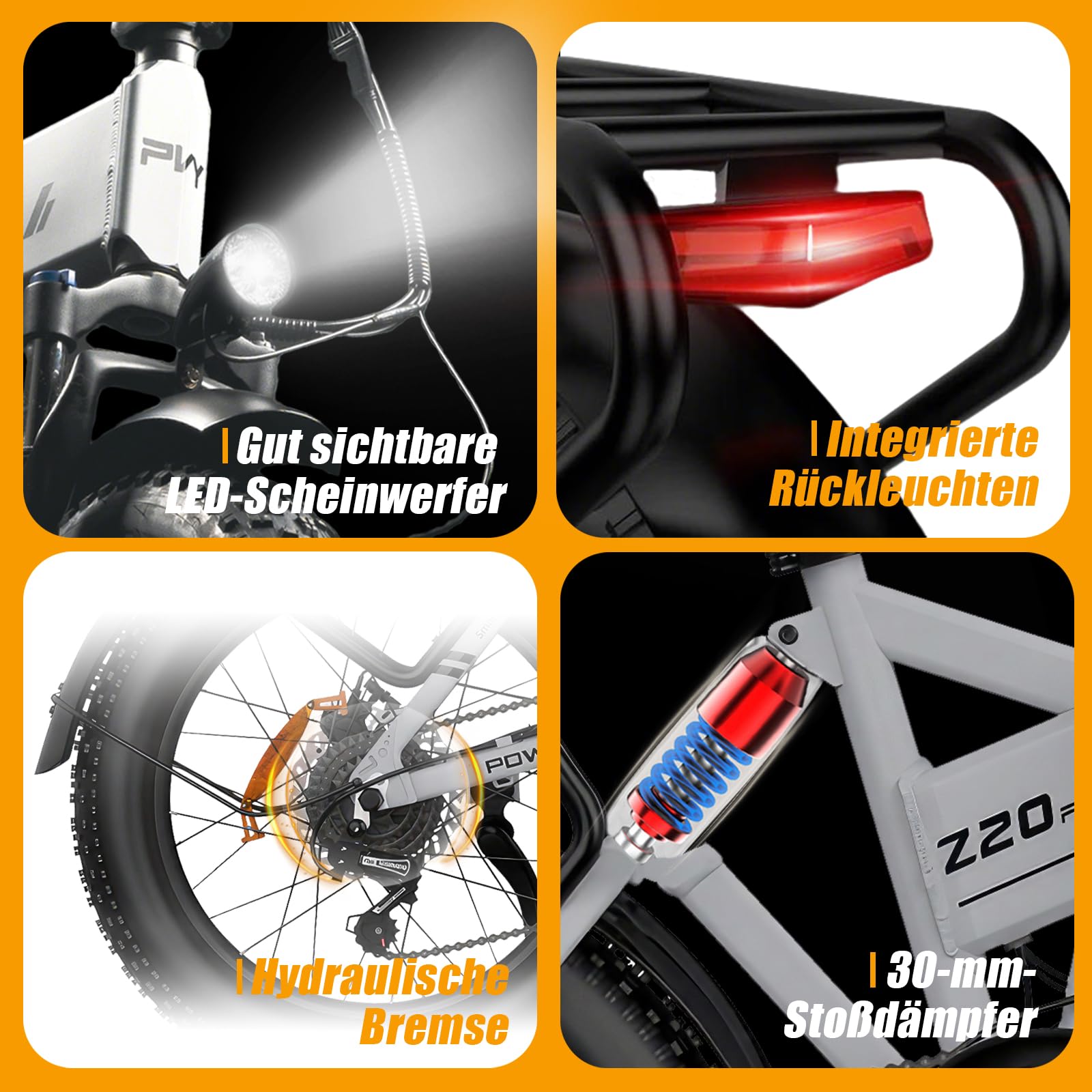 Z20 Plus E-Bike Klapprad, 20 * 4.0 Fatbike mit 48V 16,5Ah Akku, 250W Motor, 100Nm Drehmoment, 7-Gang Getriebe, Reichweite bis zu 120km, All Terrain E Bike für Herren Damen