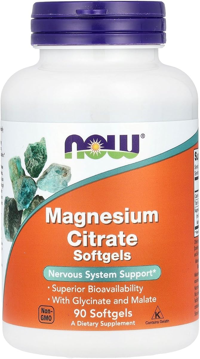 Now Foods Citrato de magnesio - 90 cápsulas blandas (paquete de 3)
