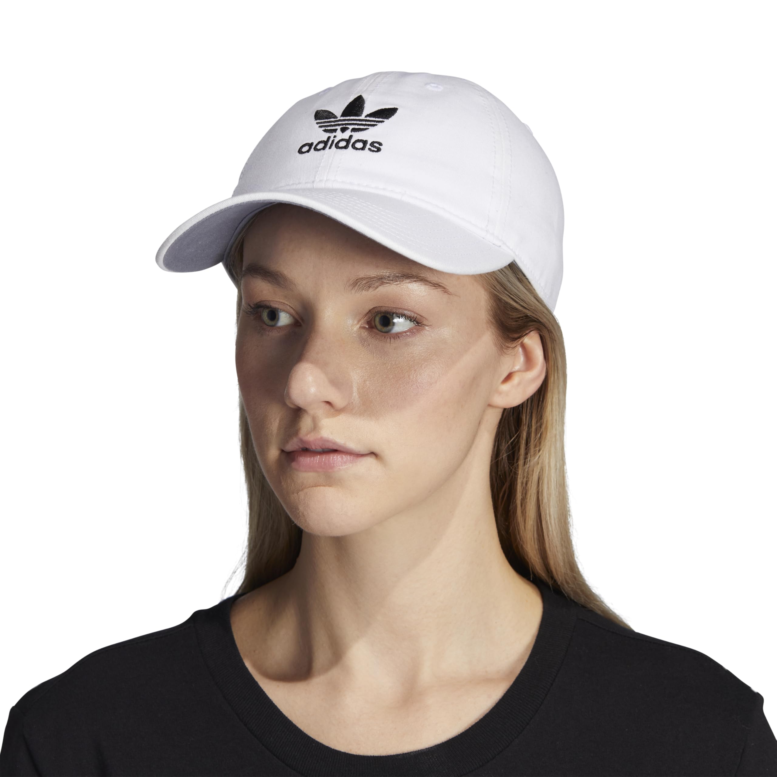 adidas Oryginały Damskie Relaxed Plus Strapback - Biała, Jednolita, Sportowa, Odpowiednia do Lata, Odpowiednia do Kobiet, Czapka z Daszkiem, Baseball Cap, Odzież do Ćwiczeń i Fitnessu