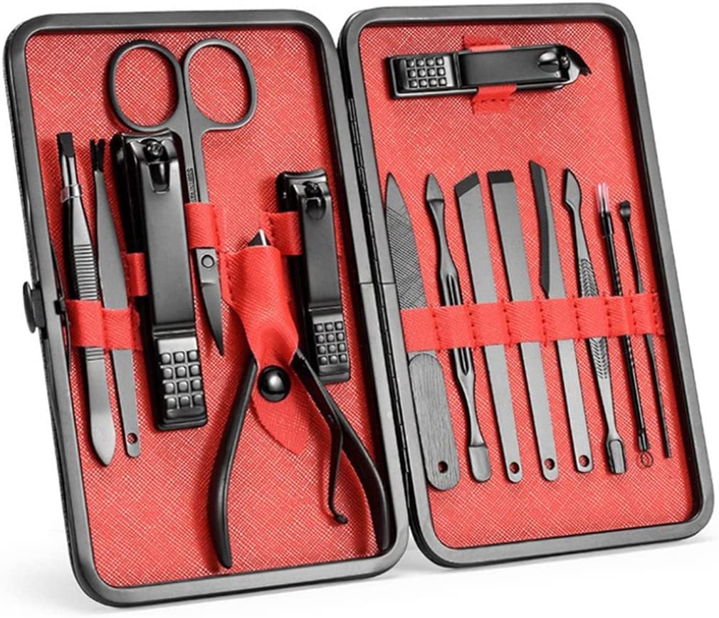 zestaw do manicure pedicure profesjonalny zestaw do pielęgnacji stóp Zestaw do obcinania paznokci Obcinacz do paznokci Obcinacz do paznokci Połączenie akcesoriów do manicure (kolor: czarny czerwony, r