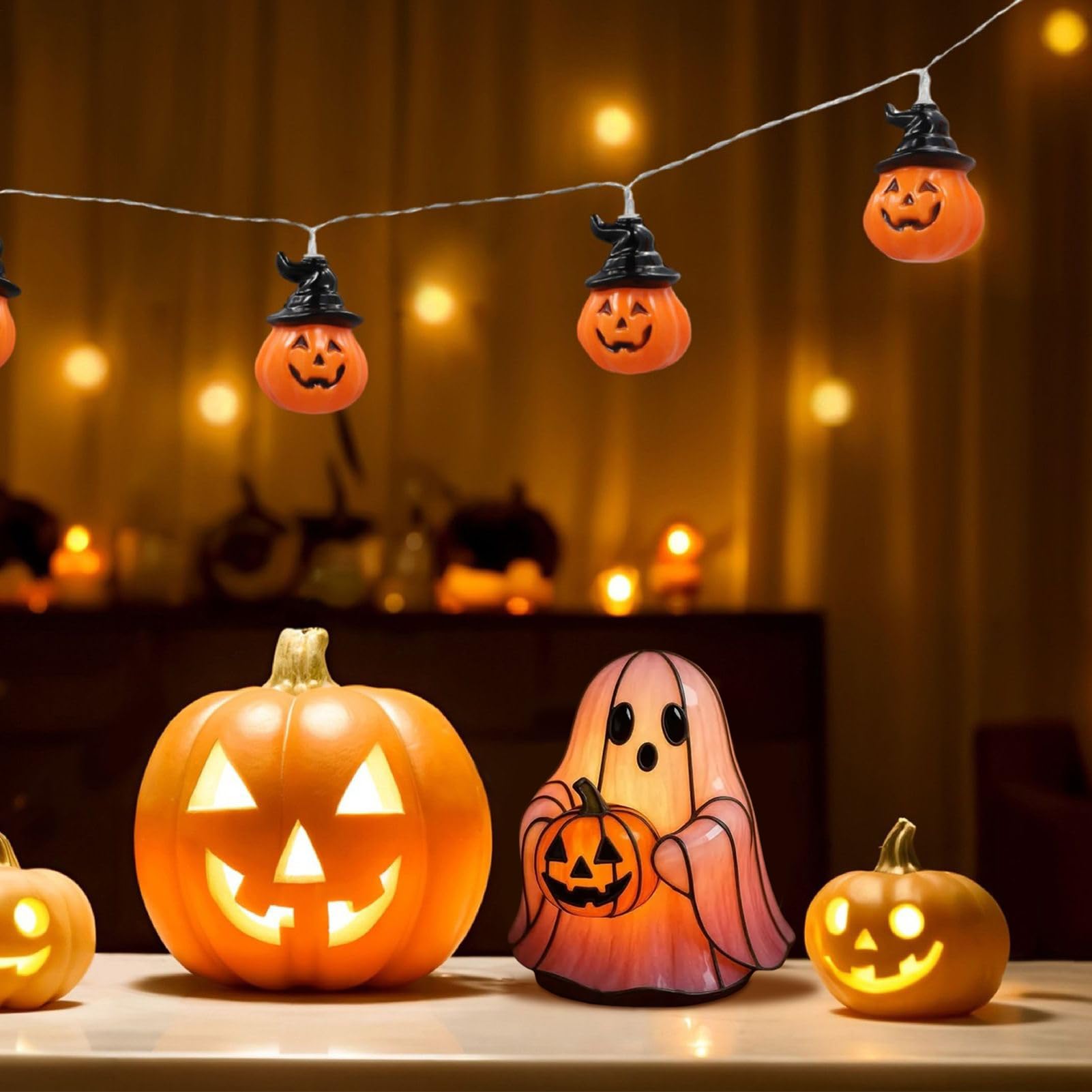 Genérico Lámpara de Halloween - tu Fantasma,Decoración LED Portátil para Estanterías Habitación Infantil Dormitorio Mesa Decoración Interior de Hogar