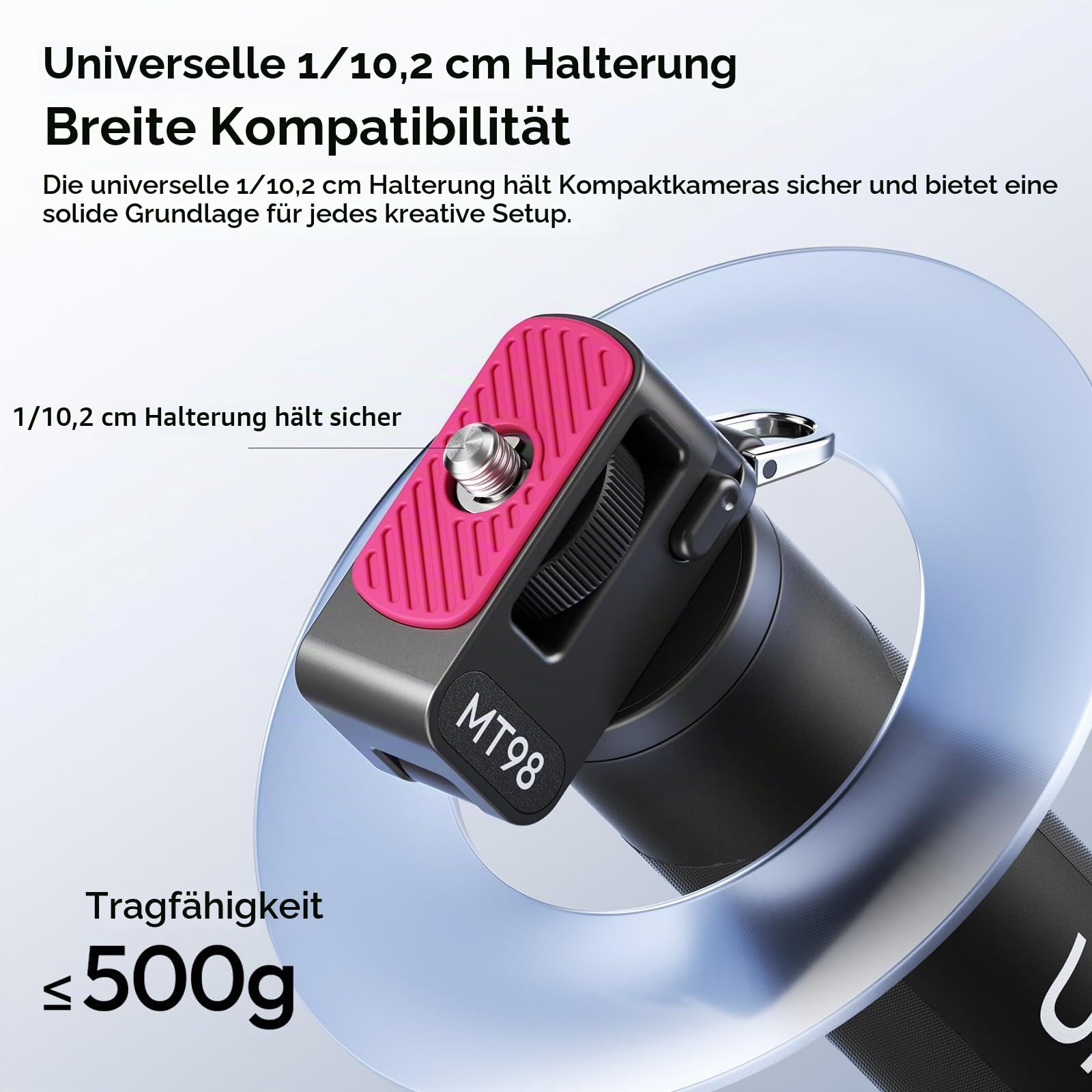 Ulanzi MT98 Selfie Stick Stativ kompatibel mit Insta360 X4/X5/X3/Ace Pro/ONE X2, Faltbarer Action Kamera stativ für DJI Osmo Pocket 3 4; 1/4" Zoll Handheld Pole Stick; 57cm Unsichtbarer Selfie-Stick