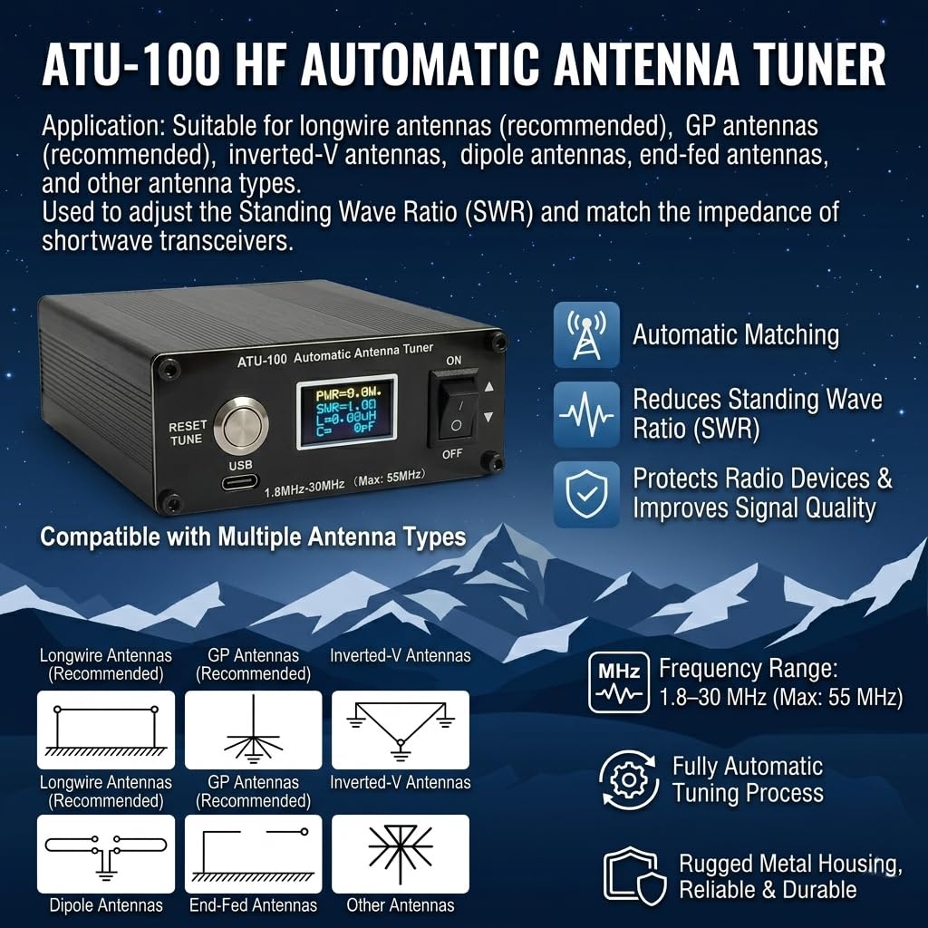 Amazon.com: GOOZEEZOO ATU-100 EXT Automatic Antenna Tuner for Ham