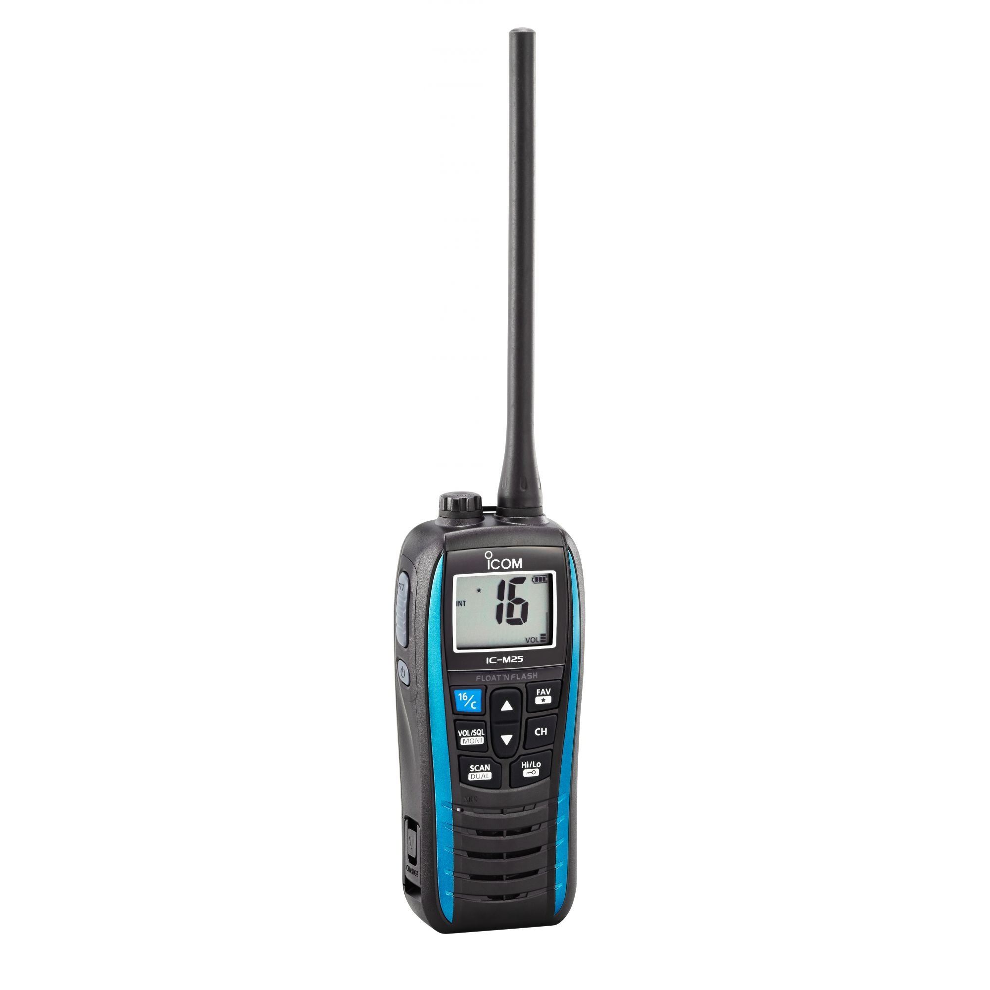 Icom M25 - Ricetrasmettitore VHF palmare nautico, impermeabile, blu