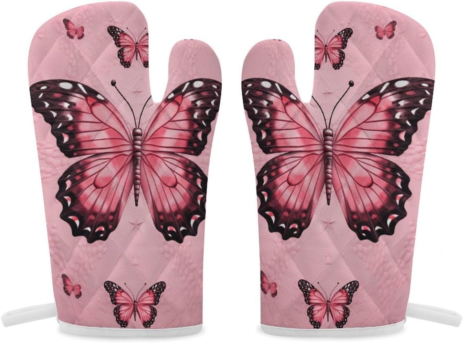 2 Pcs Oven Mitts Heat Resistant Kitchen Gloves Soft Safety Butterfly Oven Glove for Microwave, Barbecue
