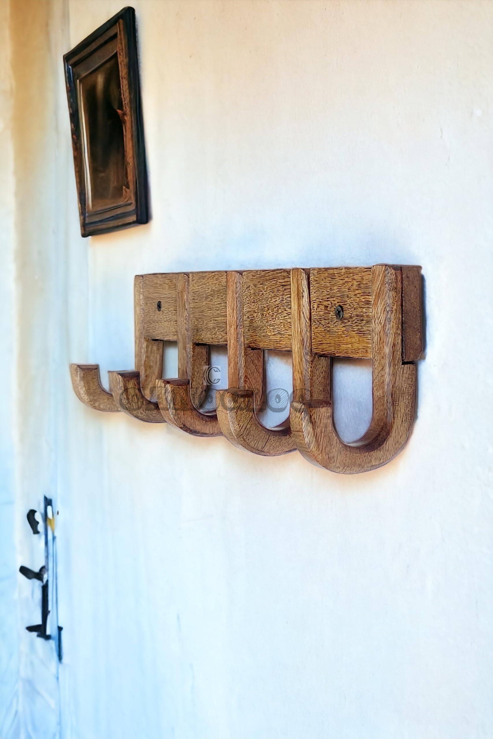 CANOGLOO Wooden Heavy Duty Wall Mounted 5 Hooks for Hanging Clothes,Bathroom Hooks. Wood,Unique J Shape Hooks with Antique Finish-image-20