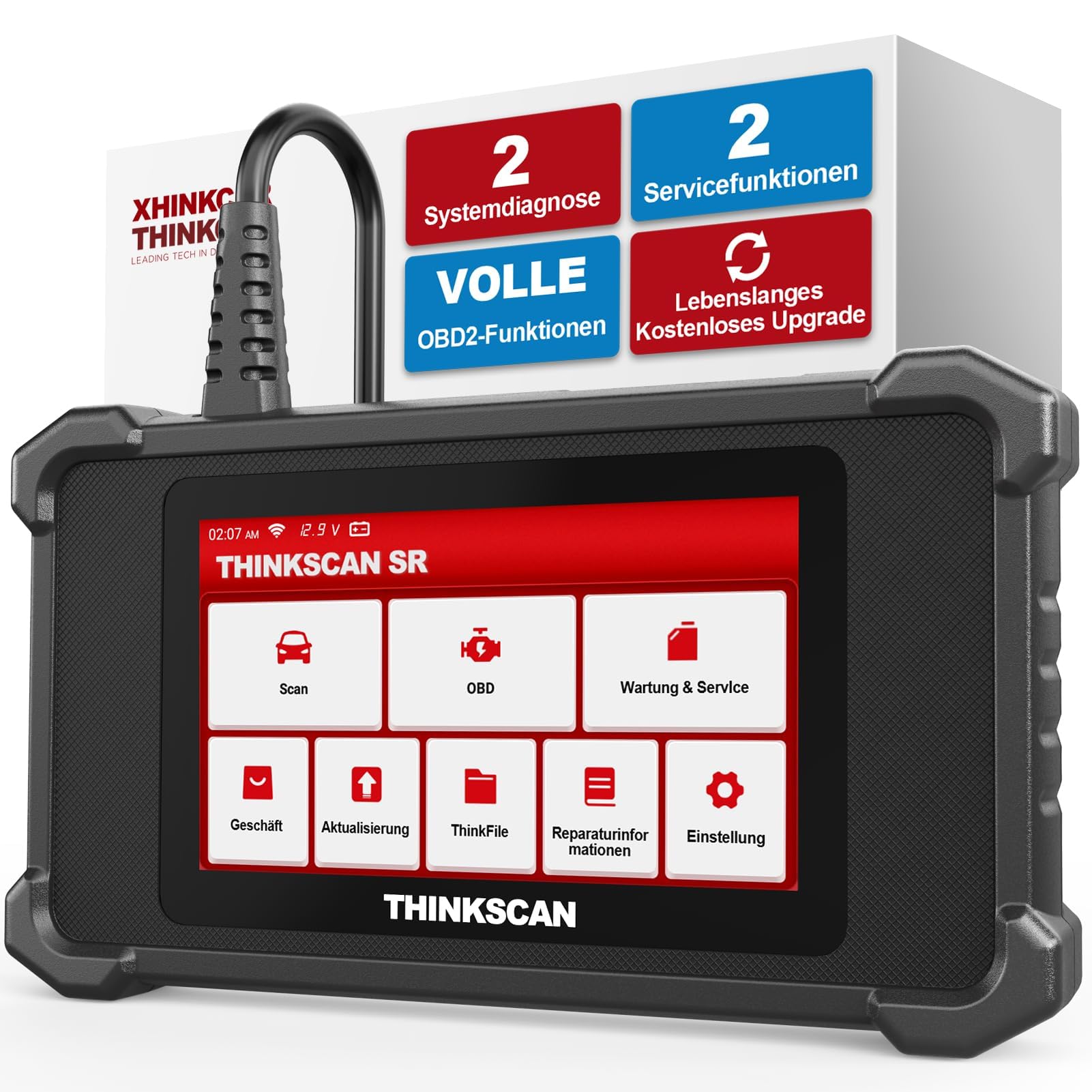 thinkcar Urządzenie diagnostyczne OBD2, SR2 OBD2, urządzenie diagnostyczne do samochodu, z 2 diagnostykami systemów (ABS + SRS) i 2 funkcjami serwisowymi (olej + EPB), czytnik samochodowy z Bluetooth