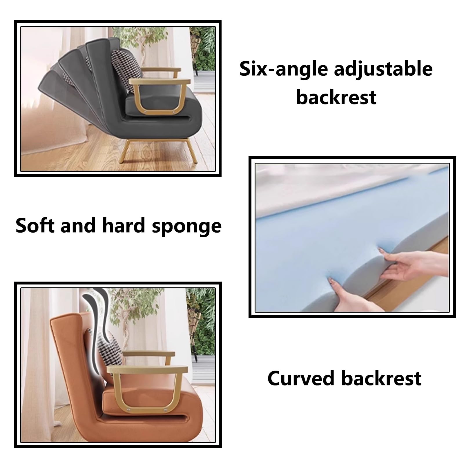 Recamiere mit Schlaffunktion Leder Abnehmbar und Waschbar Technisches Ledergewebe Klappsessel mit Schlaffunktion Beige Sechsstufige Verstellbarkeit Geeignet für Kleine Wohnungen(Green,183*55*30cm)