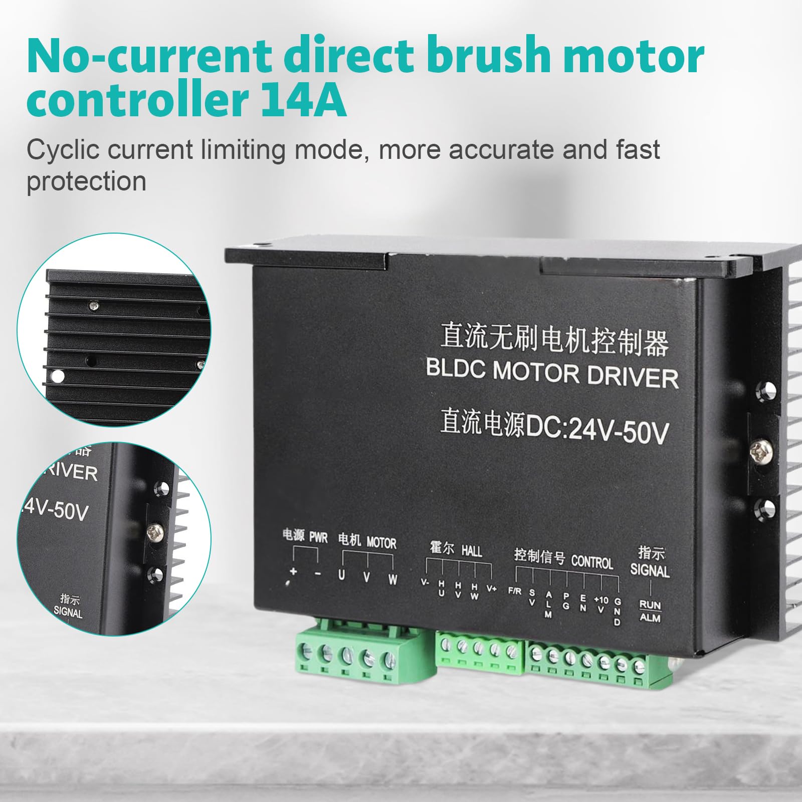 Controlador De Velocidad Del Motor De Cc De 20-50v,Controlador De Motor Cc Sin Escobillas,Puente Completo TrifáSico,Se Puede Conectar Directamente A Un PotencióMetro Externo O Controlador De Velocidad