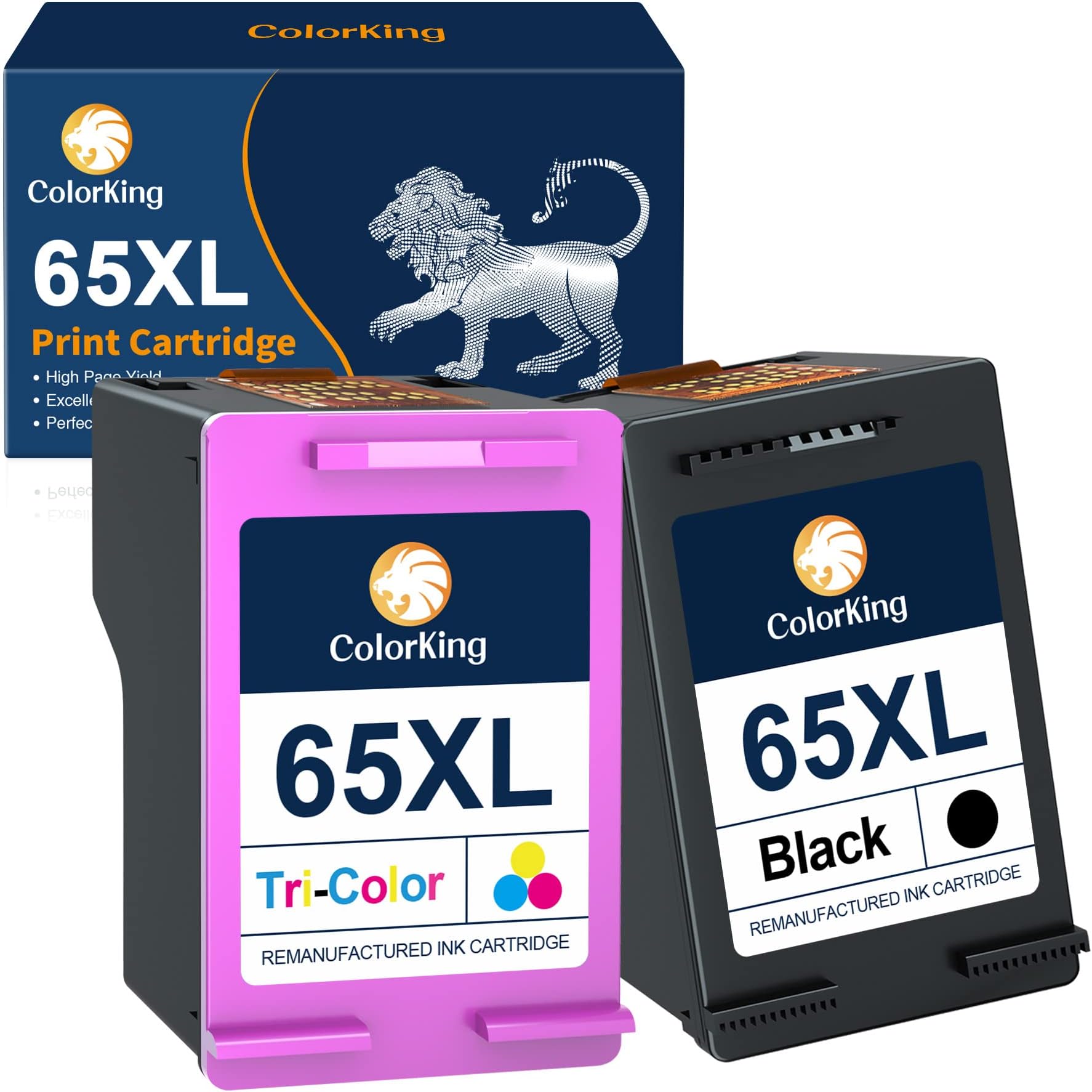 ColorKing Remanufactured Ink Cartridge Replacement for HP 65XL 65 XL Ink Cartridges Black Color