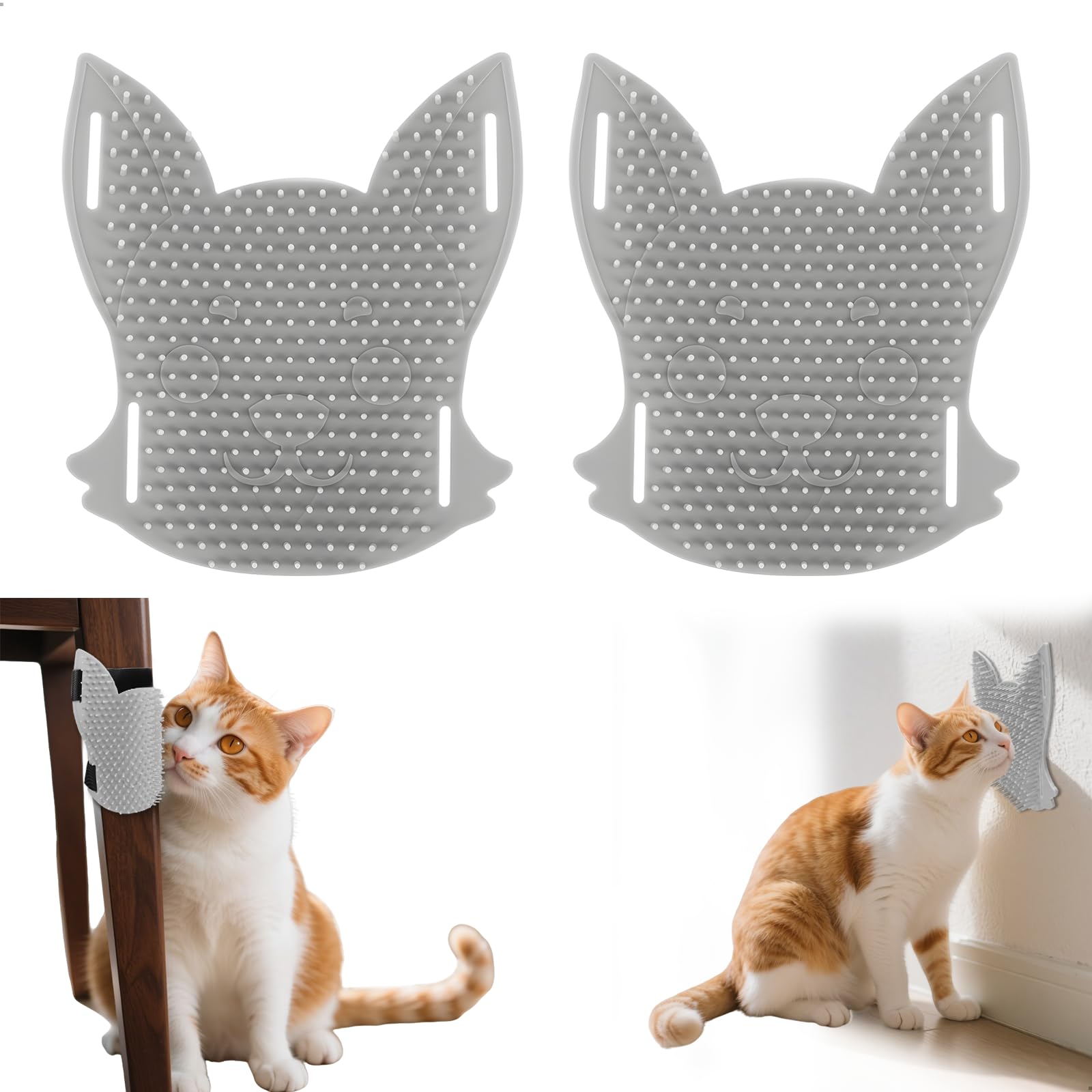 2 Pieces Massage Brush for Cats, Cat Scratchers, Sofa Protector Cat Scratch, Wall Corner Scratching Comb, Dog Brush for Massage, Scratching and Hair Removal (Grey)