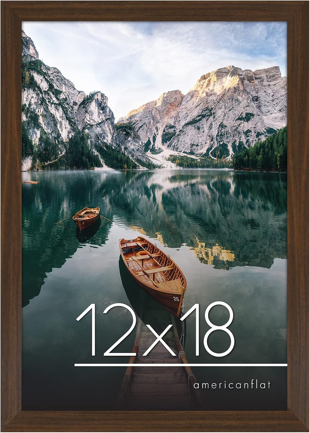 Americanflat 12x18 Picture Frame in Walnut - Engineered Wood with Shatter Resistant Glass - Horizontal and Vertical Formats for Wall 12x18 Walnut