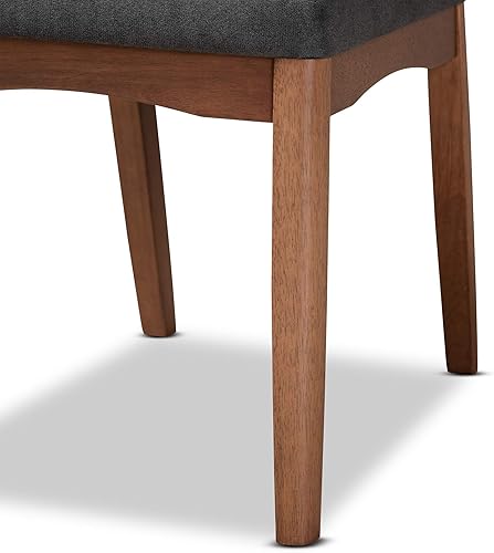Miniatura 5 de Baxton Studio Tara - Juego de sillas de comedor de 2 piezas con acabado de madera gris oscuro de transición y tapizada de tela gris oscuro