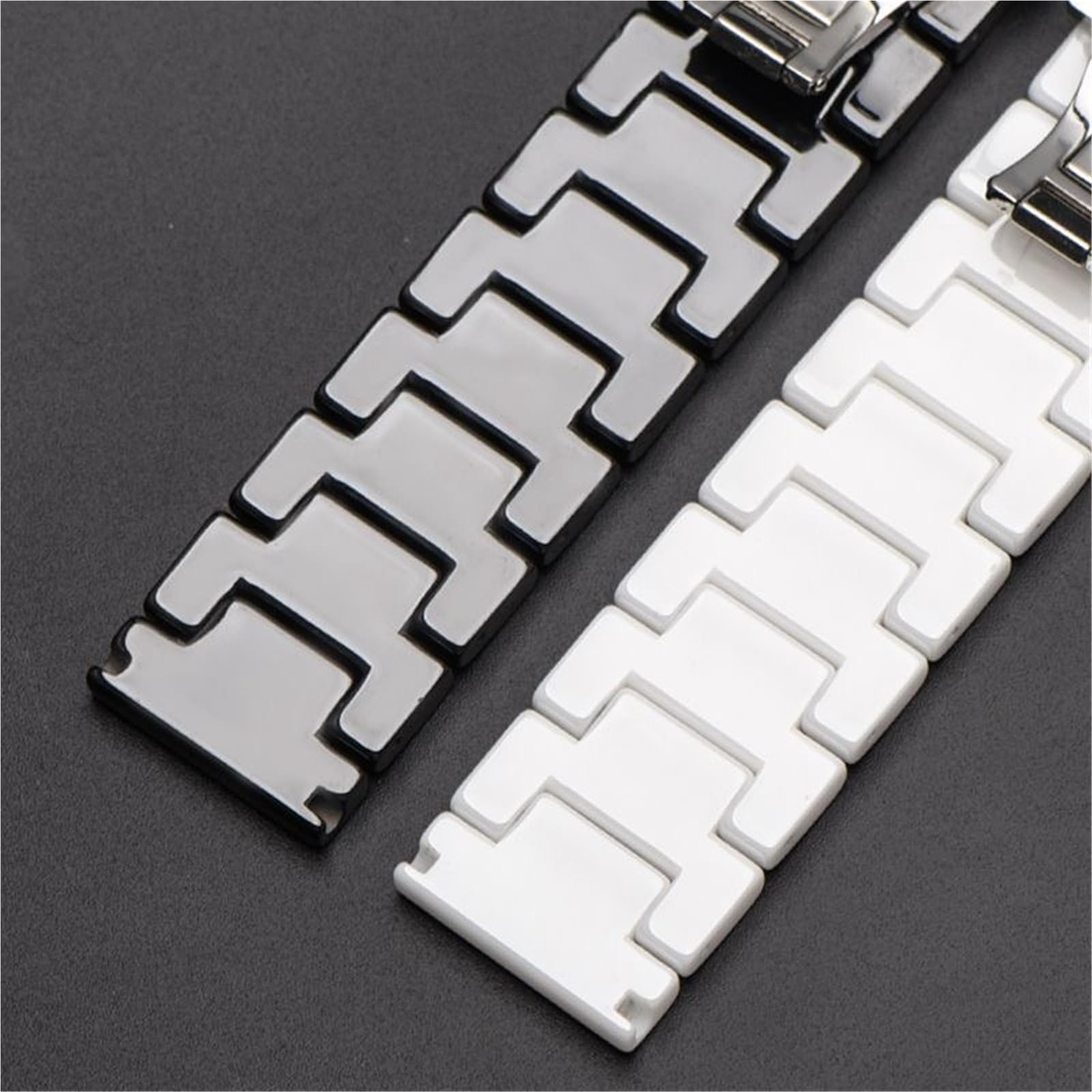 Correa de Reloj de cerámica de 14 mm, 16 mm y 18 mm for Mujer y Hombre, Repuesto Universal con Hebilla Plegable de Metal.