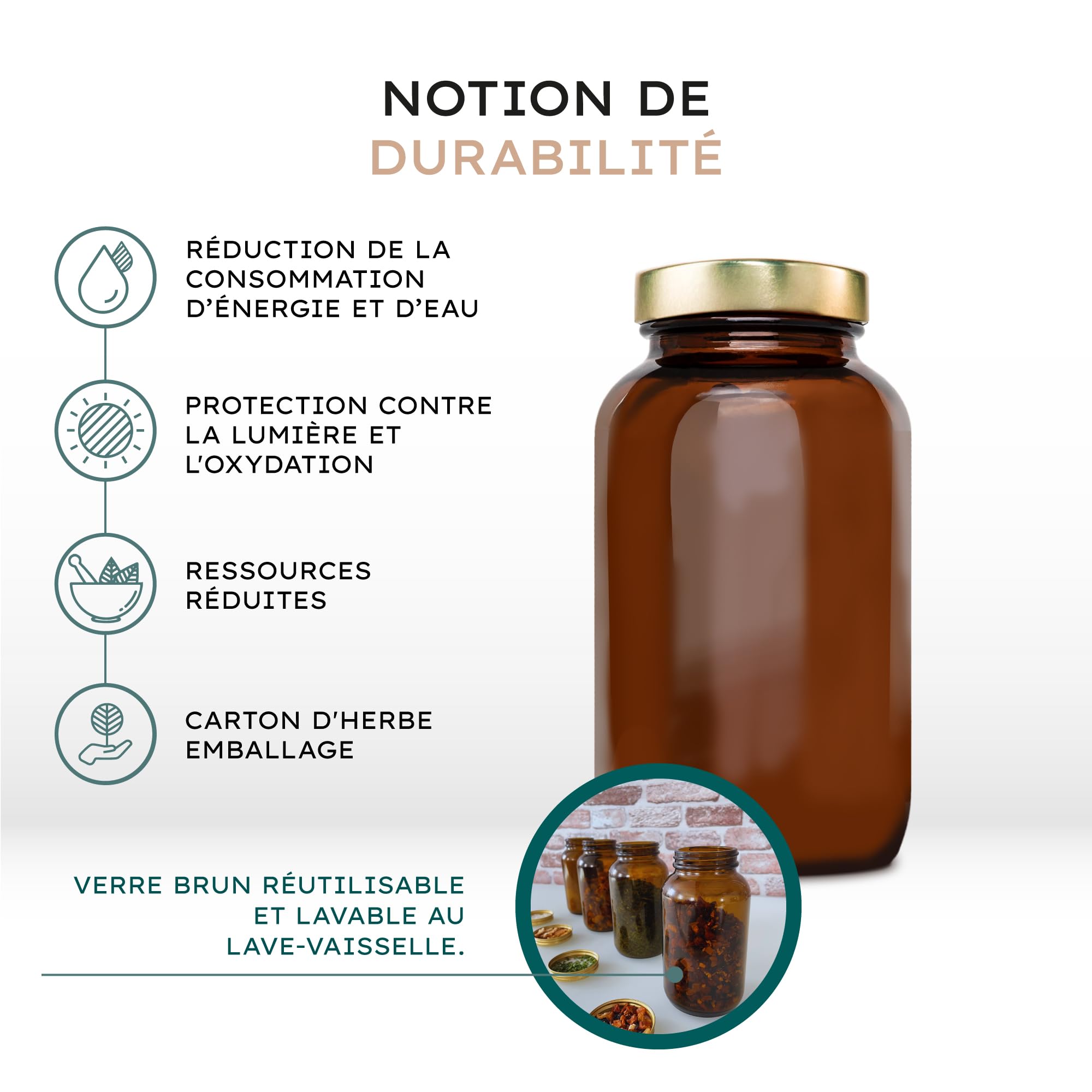Nature Basics® Brahmi bio en bocal | 180 gélules végétaliennes - 3 mois d'approvisionnement | 1.000mg de poudre de brahmi bio par dose journalière | Neutre en CO