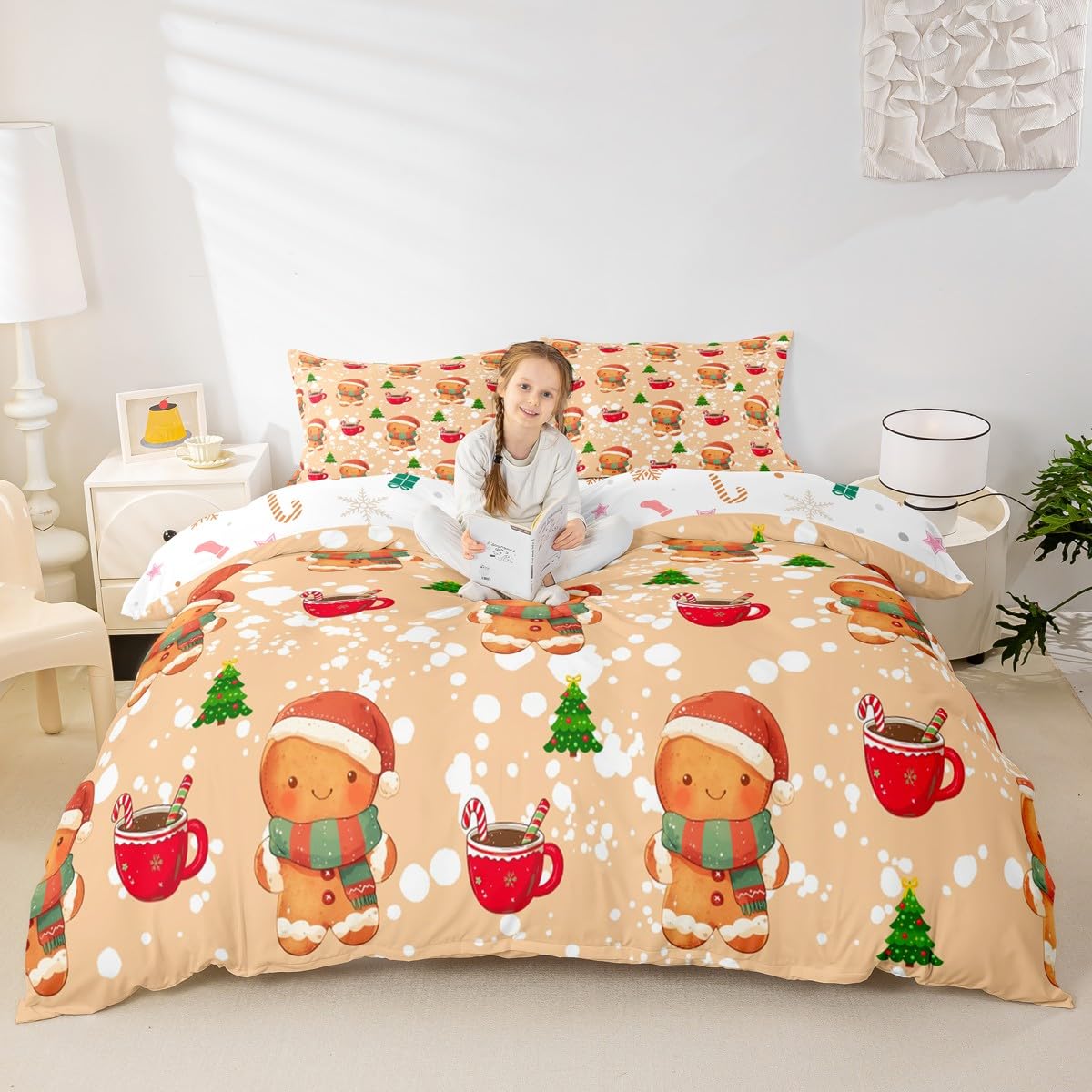 Homewish Uroczy piernikowy człowiek król poszewka na kołdrę świąteczna poszewka na kołdrę zima choinka zestaw pościeli Merry Christmas