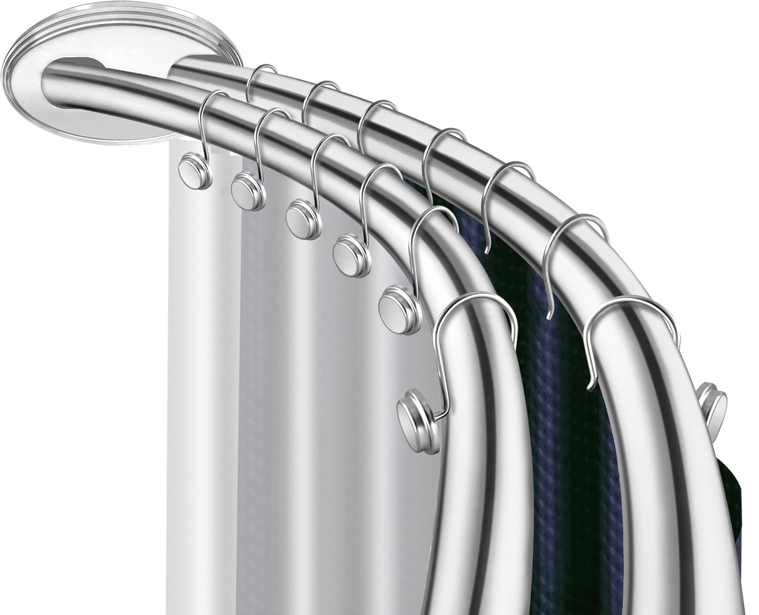 Utopia Alley Rustproof Wall Mounted Aluminum Double Curved Shower Curtain Rod, Screw Mount Rod, Secure Than Tension, Adjustable Shower Rod from 45" to 72", Includes shower liner & hooks (Chrome)